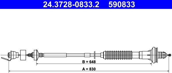 ATE 24.3728-0833.2 - Tirette à câble, commande d'embrayage cwaw.fr