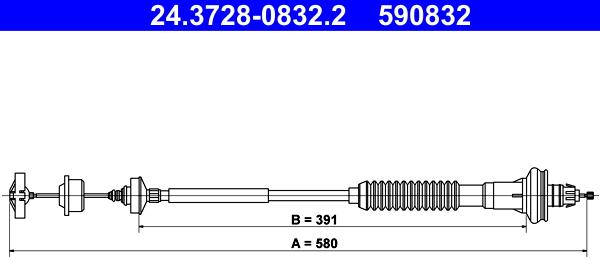 ATE 24.3728-0832.2 - Tirette à câble, commande d'embrayage cwaw.fr