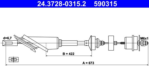 ATE 24.3728-0315.2 - Tirette à câble, commande d'embrayage cwaw.fr