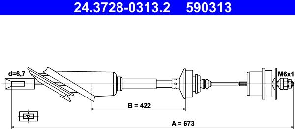 ATE 24.3728-0313.2 - Tirette à câble, commande d'embrayage cwaw.fr