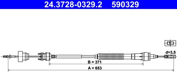 ATE 24.3728-0329.2 - Tirette à câble, commande d'embrayage cwaw.fr