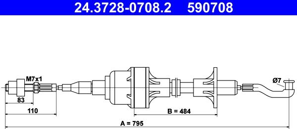 ATE 24.3728-0708.2 - Tirette à câble, commande d'embrayage cwaw.fr