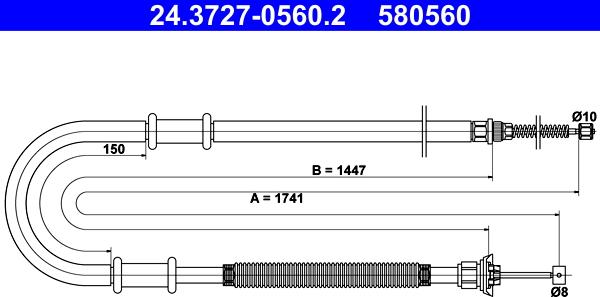 ATE 24.3727-0560.2 - Tirette à câble, frein de stationnement cwaw.fr