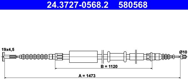 ATE 24.3727-0568.2 - Tirette à câble, frein de stationnement cwaw.fr