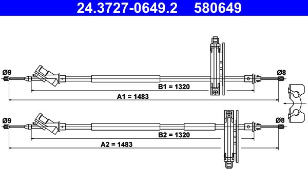 ATE 24.3727-0649.2 - Tirette à câble, frein de stationnement cwaw.fr