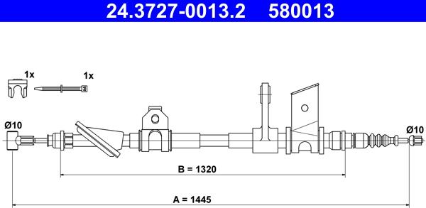 ATE 24.3727-0013.2 - Tirette à câble, frein de stationnement cwaw.fr