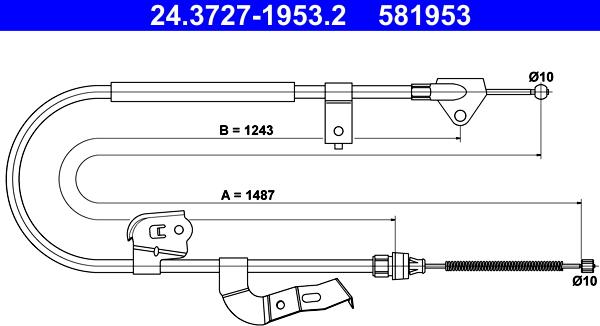 ATE 24.3727-1953.2 - Tirette à câble, frein de stationnement cwaw.fr