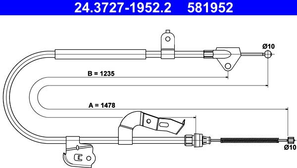 ATE 24.3727-1952.2 - Tirette à câble, frein de stationnement cwaw.fr