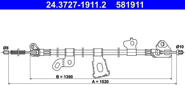 ATE 24.3727-1911.2 - Tirette à câble, frein de stationnement cwaw.fr