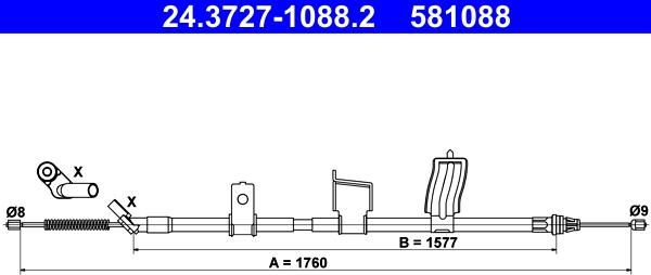 ATE 24.3727-1088.2 - Tirette à câble, frein de stationnement cwaw.fr