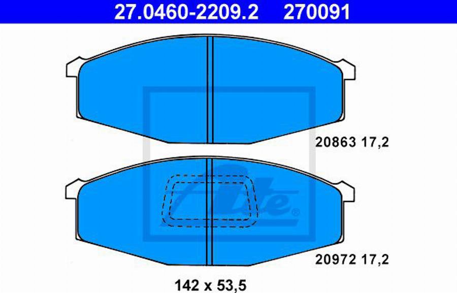 ATE 270091 - Kit de plaquettes de frein, frein à disque cwaw.fr