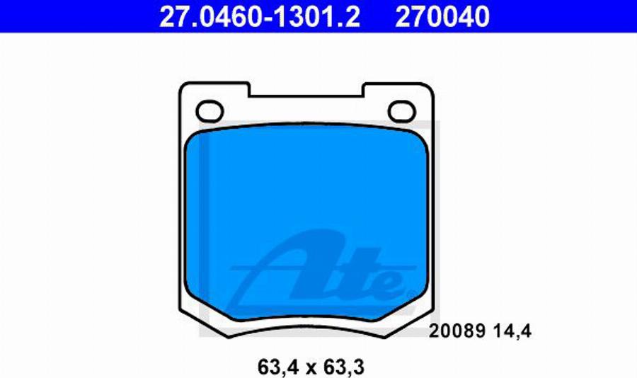 ATE 270040 - Kit de plaquettes de frein, frein à disque cwaw.fr