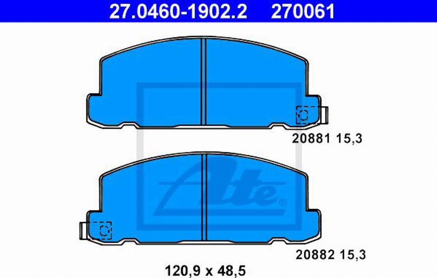 ATE 270061 - Kit de plaquettes de frein, frein à disque cwaw.fr