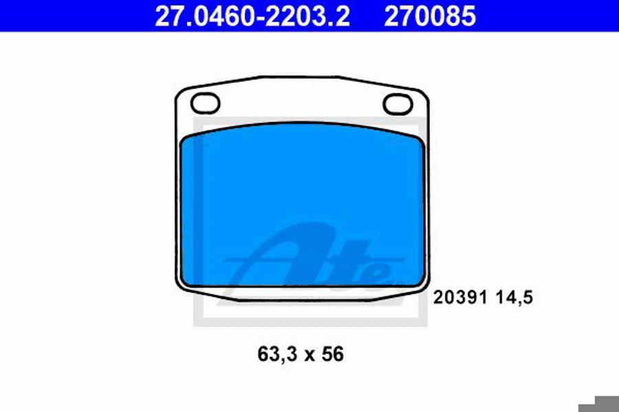 ATE 270085 - Kit de plaquettes de frein, frein à disque cwaw.fr