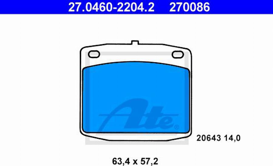 ATE 270086 - Kit de plaquettes de frein, frein à disque cwaw.fr