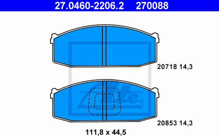 ATE 270088 - Kit de plaquettes de frein, frein à disque cwaw.fr