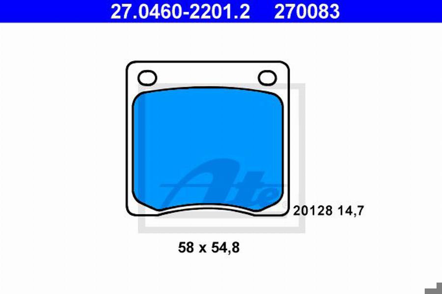 ATE 270083 - Kit de plaquettes de frein, frein à disque cwaw.fr