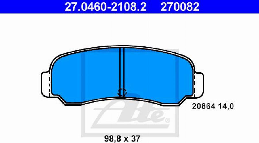 ATE 270082 - Kit de plaquettes de frein, frein à disque cwaw.fr