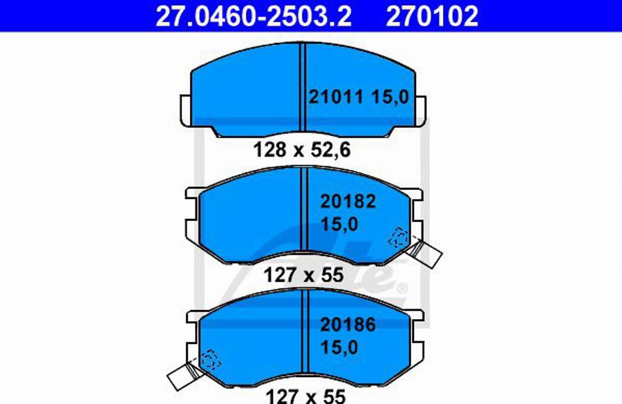 ATE 270102 - Kit de plaquettes de frein, frein à disque cwaw.fr