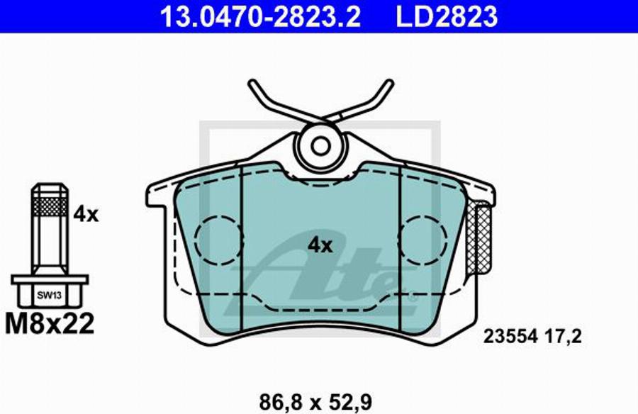 ATE LD2823 - Kit de plaquettes de frein, frein à disque cwaw.fr