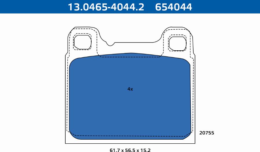 ATE-APAC 13.0465-4044.2 - Kit de plaquettes de frein, frein à disque cwaw.fr