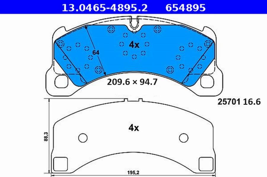 ATE-APAC 13.0465-4895.2 - Kit de plaquettes de frein, frein à disque cwaw.fr