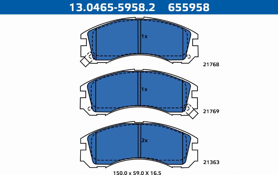 ATE-APAC 13.0465-5958.2 - Kit de plaquettes de frein, frein à disque cwaw.fr