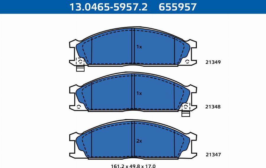 ATE-APAC 13.0465-5957.2 - Kit de plaquettes de frein, frein à disque cwaw.fr