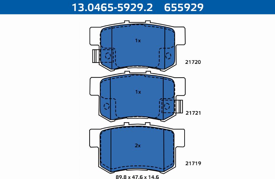 ATE-APAC 13.0465-5929.2 - Kit de plaquettes de frein, frein à disque cwaw.fr