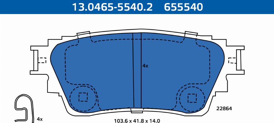 ATE-APAC 13.0465-5540.2 - Kit de plaquettes de frein, frein à disque cwaw.fr