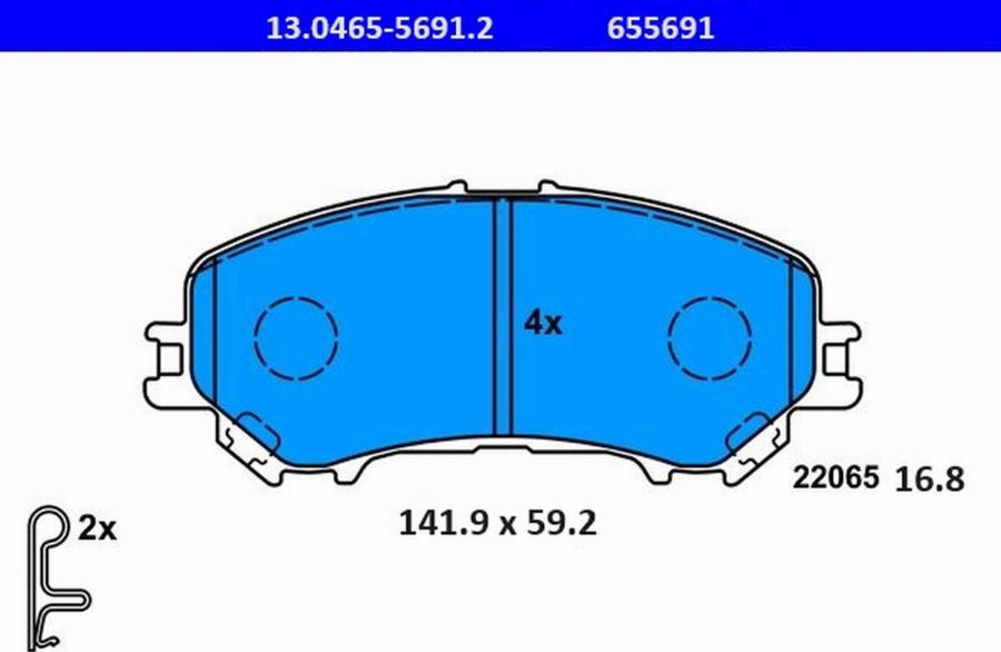 ATE-APAC 13.0465-5691.2 - Kit de plaquettes de frein, frein à disque cwaw.fr