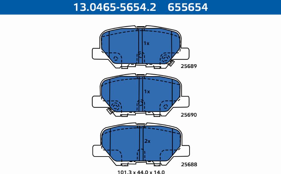 ATE-APAC 13.0465-5654.2 - Kit de plaquettes de frein, frein à disque cwaw.fr