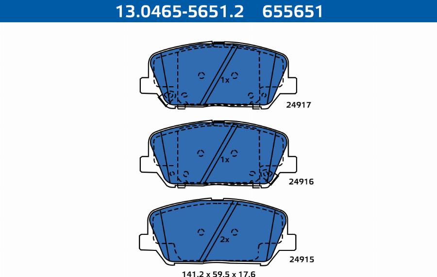 ATE-APAC 13.0465-5651.2 - Kit de plaquettes de frein, frein à disque cwaw.fr