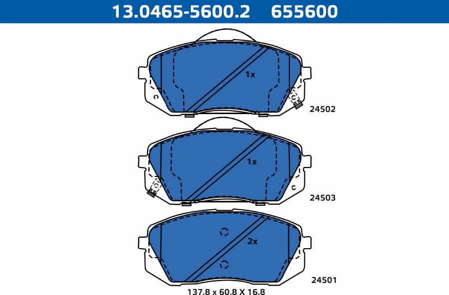 ATE-APAC 13.0465-5600.2 - Kit de plaquettes de frein, frein à disque cwaw.fr