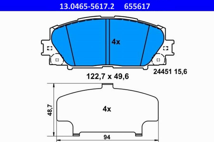 ATE-APAC 13.0465-5617.2 - Kit de plaquettes de frein, frein à disque cwaw.fr