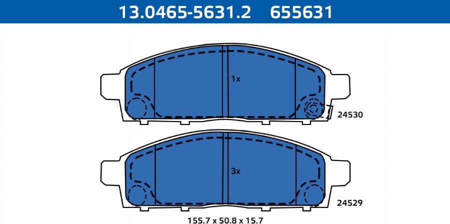 ATE-APAC 13.0465-5631.2 - Kit de plaquettes de frein, frein à disque cwaw.fr