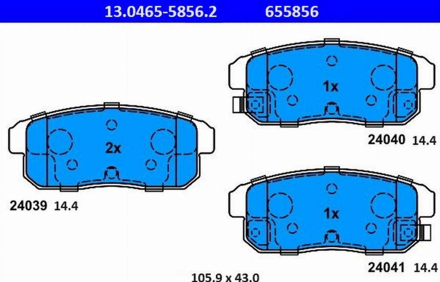 ATE-APAC 13.0465-5856.2 - Kit de plaquettes de frein, frein à disque cwaw.fr