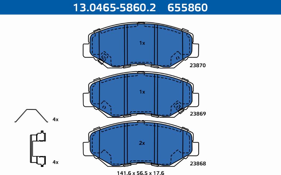 ATE-APAC 13.0465-5860.2 - Kit de plaquettes de frein, frein à disque cwaw.fr