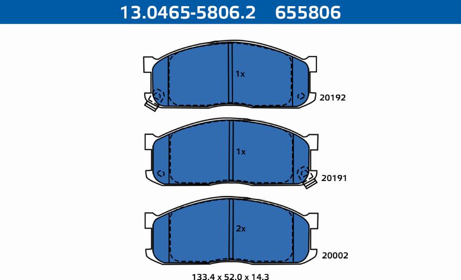 ATE-APAC 13.0465-5806.2 - Kit de plaquettes de frein, frein à disque cwaw.fr