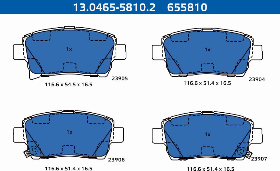 ATE-APAC 13.0465-5810.2 - Kit de plaquettes de frein, frein à disque cwaw.fr