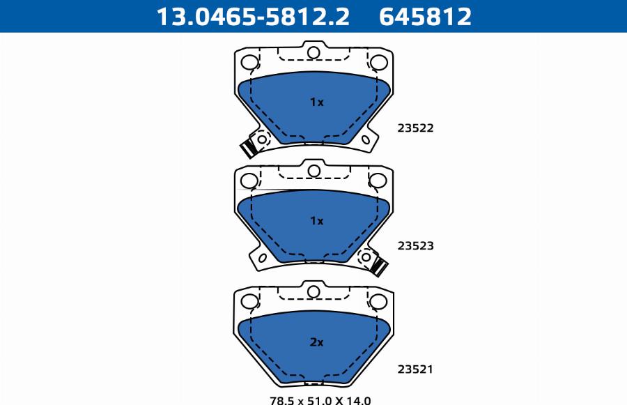 ATE-APAC 13.0465-5812.2 - Kit de plaquettes de frein, frein à disque cwaw.fr