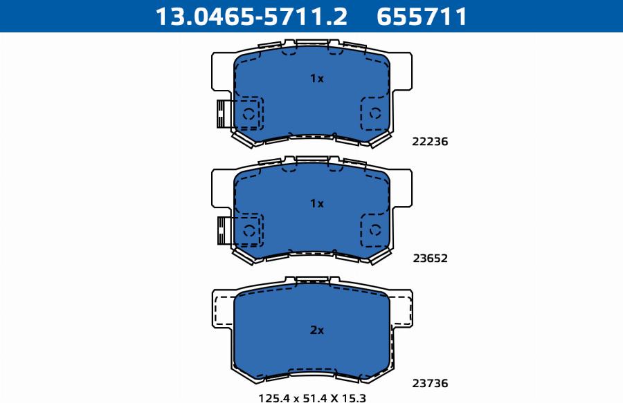 ATE-APAC 13.0465-5711.2 - Kit de plaquettes de frein, frein à disque cwaw.fr