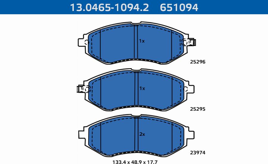 ATE-APAC 13.0465-1094.2 - Kit de plaquettes de frein, frein à disque cwaw.fr