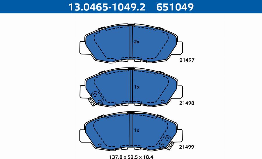 ATE-APAC 13.0465-1049.2 - Kit de plaquettes de frein, frein à disque cwaw.fr