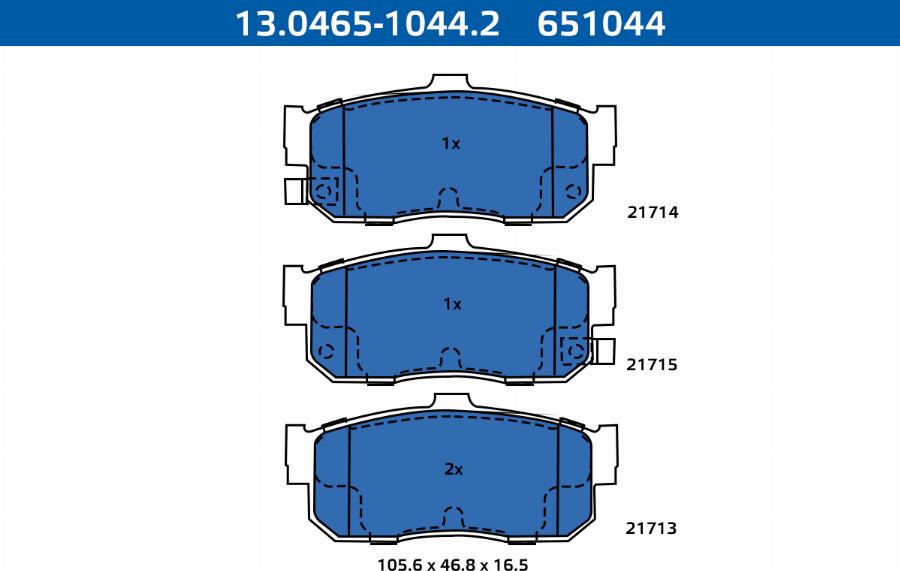 ATE-APAC 13.0465-1044.2 - Kit de plaquettes de frein, frein à disque cwaw.fr