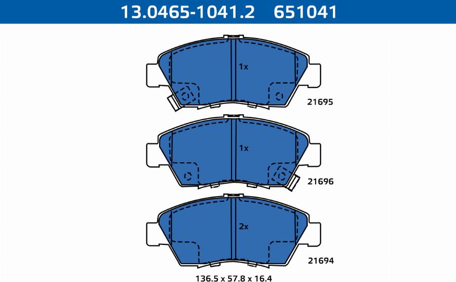 ATE-APAC 13.0465-1041.2 - Kit de plaquettes de frein, frein à disque cwaw.fr