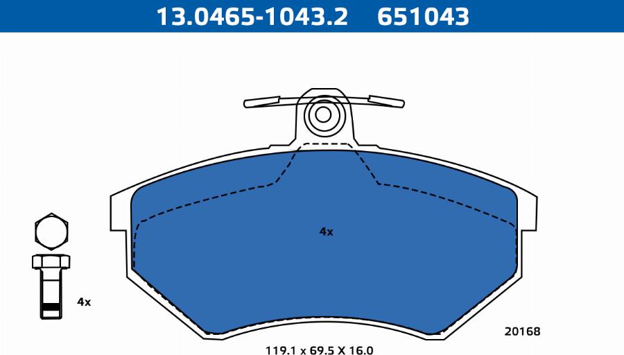 ATE-APAC 13.0465-1043.2 - Kit de plaquettes de frein, frein à disque cwaw.fr