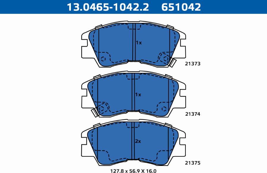 ATE-APAC 13.0465-1042.2 - Kit de plaquettes de frein, frein à disque cwaw.fr