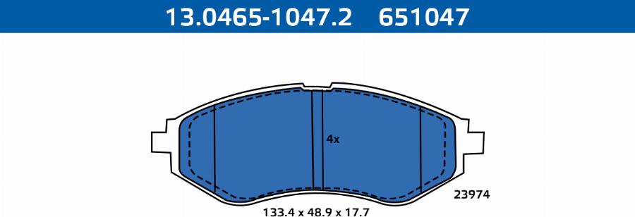 ATE-APAC 13.0465-1047.2 - Kit de plaquettes de frein, frein à disque cwaw.fr