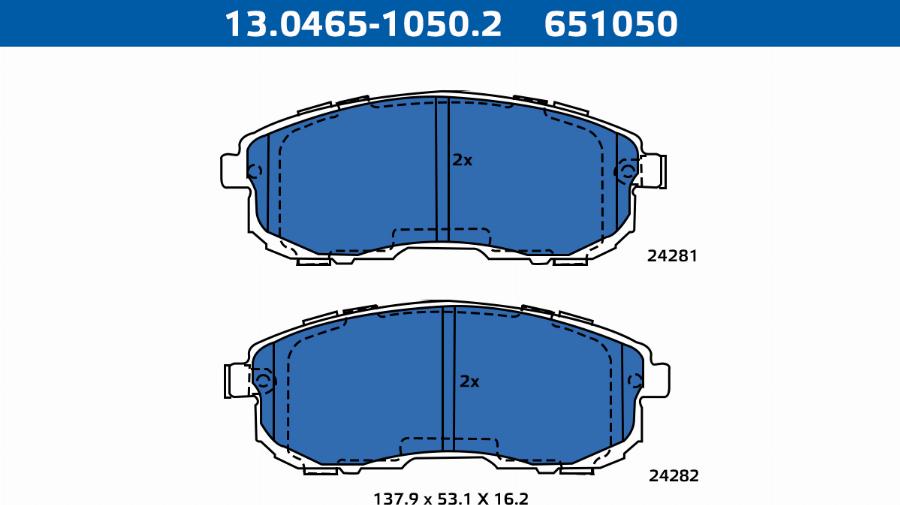 ATE-APAC 13.0465-1050.2 - Kit de plaquettes de frein, frein à disque cwaw.fr